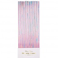24 Pailles Papier Iridescentes