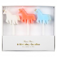 6 Mini Bougies Licorne (4,5 cm)