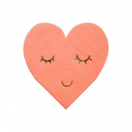 16 Petites Serviettes Love Coeur Rose