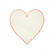 16 Petites Serviettes Love Coeur Blanc