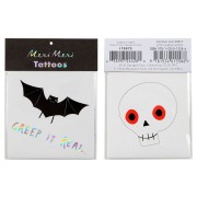 2 Tatouages Halloween - Chauve Souris et Squelette