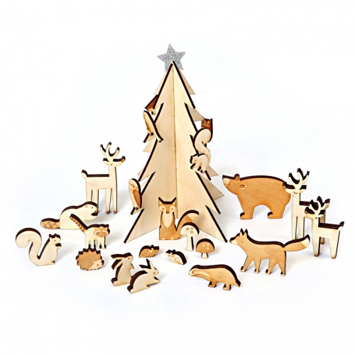 Calendrier de l Avent  Animaux en bois 