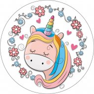 1 Disque Licorne Coeur  (21 cm) - Azyme