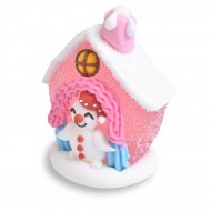 Mini Maison Enneig�e 3D Rose (4,5 cm) - Sucre