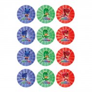 12 Stickers � Biscuits Pyjamasques (5,5 cm) - Sucre