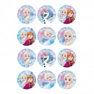 12 Stickers � Biscuits Reine des Neiges (5,5 cm) - Sucre
