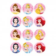 12 Stickers Princesses Disney (5,5 cm) - Sucre