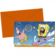 6 Invitations Bob l'Eponge Surf