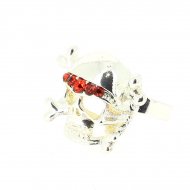 Bague T�te de Mort Argent et Strass