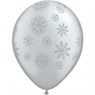 Lot de 25 Ballons Argent�s Flocons de Neige