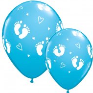 6 Ballons Pieds de B�b� Bleu