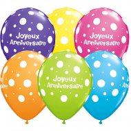 25 Ballons Joyeux Anniversaire � Pois