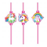 8 Pailles Licorne Rainbow