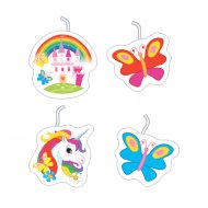4 Petites Bougies Licorne Rainbow (7 cm)