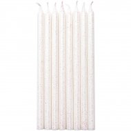 16 Bougies El�gance (12 cm) - Blanc Scintillant