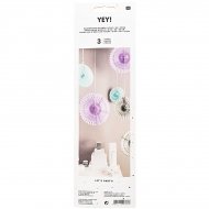 3 Eventails El�gance - Lila/Turquoise/Gris