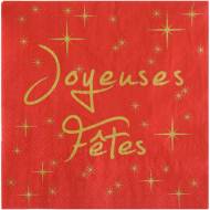 20 Serviettes Joyeuses F�tes Rouge et Or