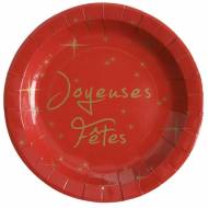10 Assiettes Joyeuses F�tes Rouge et Or