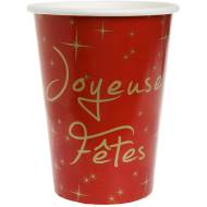 10 Gobelets Joyeuses F�tes Rouge et Or