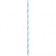 20 Pailles Carton Rayures Vert Menthe