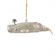 Suspension Dauphin Beluga Blanc (14 cm) - Verre