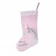Botte de No�l Licorne Rose (49 cm) - Feutrine/Polaire
