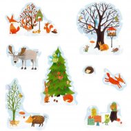 12 Stickers scintillants Hiver
