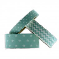 3 Masking Tape Etoiles/Pois/Zig-Zag (15 m) - Bleu Turquoise