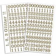 204 Stcikers Chiffres Glitter Or