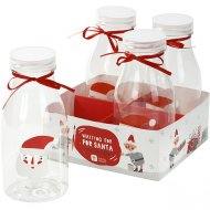 4 Petites Bouteilles de lait P�re No�l - Plastique