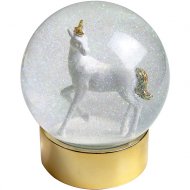 Grande Boule � Neige Licorne Or (11 cm) - Verre