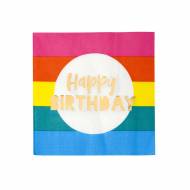 16 Serviettes Arc en Ciel - Happy Birthday