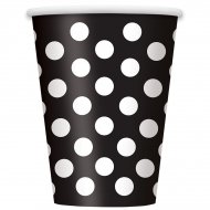 6 Gobelets � Pois Noir/Blanc