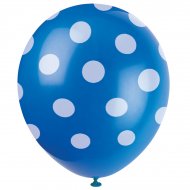 6 Ballons à Pois Bleu/Blanc