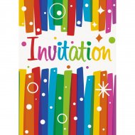 8 Invitations Happy Birthday Rainbow