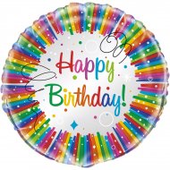 Ballon H�lium Happy Birthday Rainbow