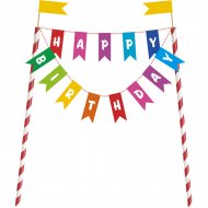 Kit D�cors � G�teau Happy Birthday Rainbow