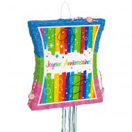 Pull Pinata d�pliable Joyeux Anniversaire Rainbow