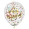 6 Ballons Happy Birthday Or et Confettis Multicolores images:#0