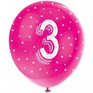 5 Ballons Multicolores Chiffre 3