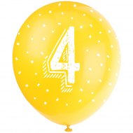 5 Ballons Multicolores Chiffre 4