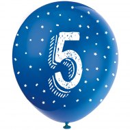 5 Ballons Multicolores Chiffre 5