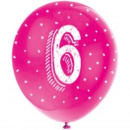 5 Ballons Multicolores Chiffre 6