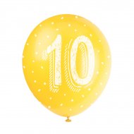 5 Ballons Multicolores Chiffre 10