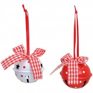 12 Suspensions Grelots Rouge et Blanc (3 cm) - M�tal