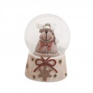 Boule � Neige Flocon et Renne (6 x 4,5 cm)