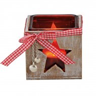 Photophore Country Etoile (8,5 x 8,5 cm)  - Verre et Bois