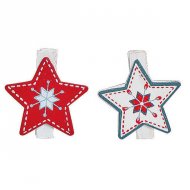 12 Petites Pinces Etoiles No�l (3 cm) - Bois