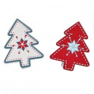 12 Petites Pinces Sapins No�l (3,5 cm) - Bois