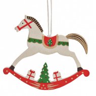 Petite Suspension Cheval Bascule Blanc (8 cm) - Bois
